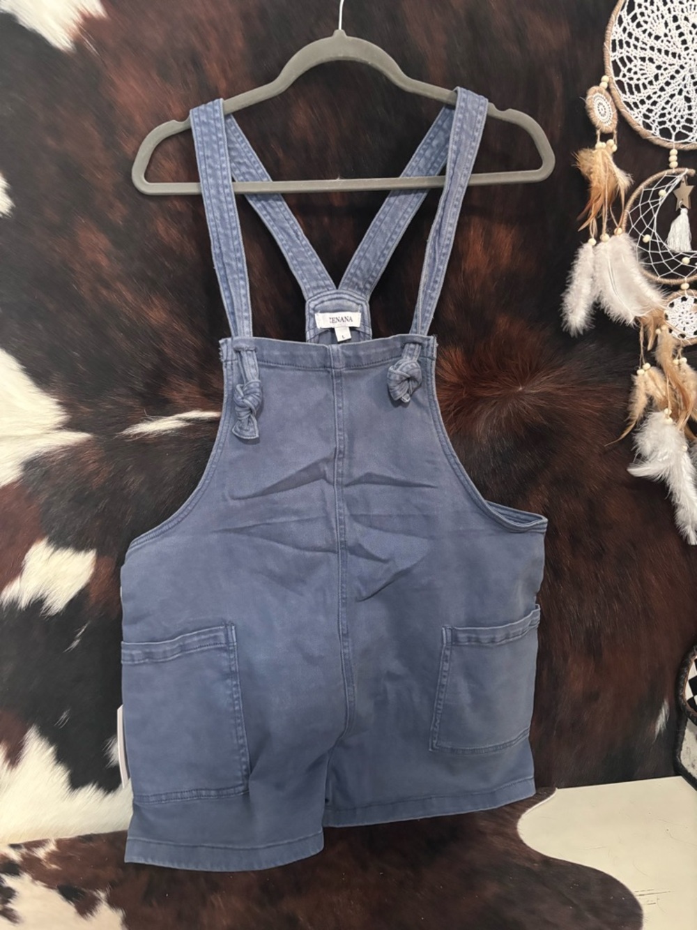 Zenana Blue Denim-Style Short Overalls (Stretchy)